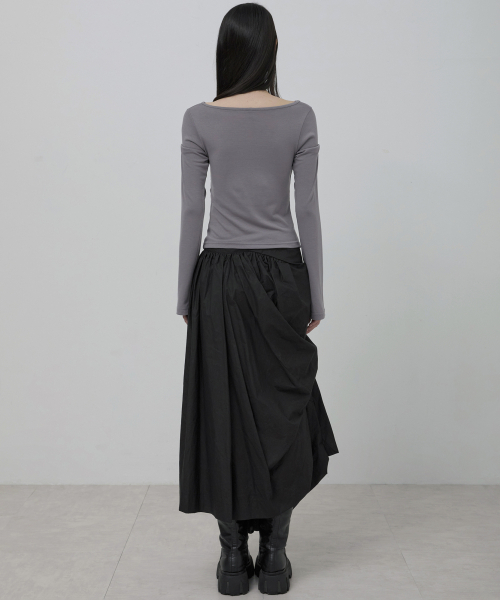 FLAREUP(フレアアップ)の「Asymmetrical Draped Layered Long Skirt (FL-256_Black)(スカート・レディース・ブラック・1/2)」の22枚目の写真