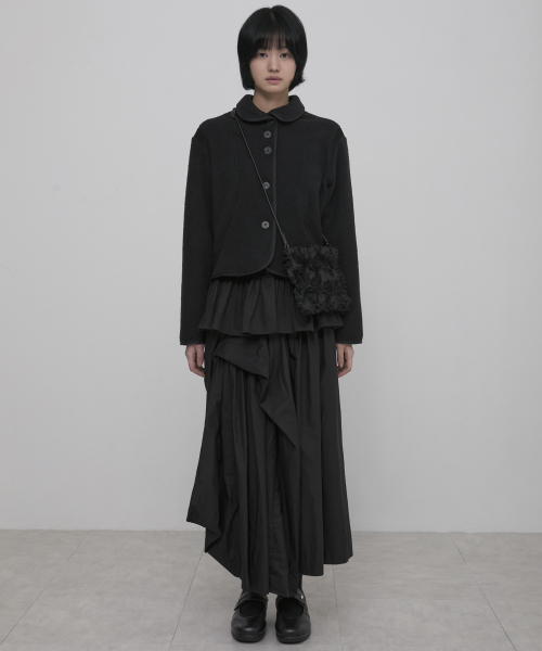 スカート FLAREUP Asymmetrical Draped Long Skirt セール】Asymmetrical Draped Layered Long Skirt (FL-256_Black