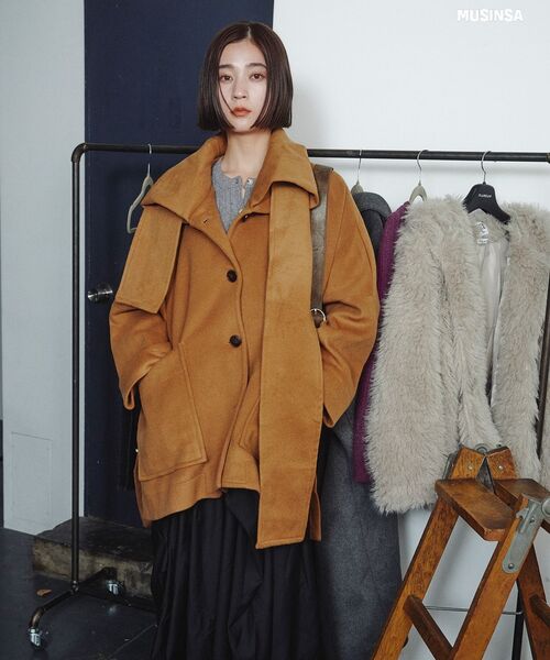 FLAREUP(フレアアップ)の「Asymmetrical Draped Layered Long Skirt (FL-256_Black)(スカート・レディース・ブラック・1/2)」の9枚目の写真