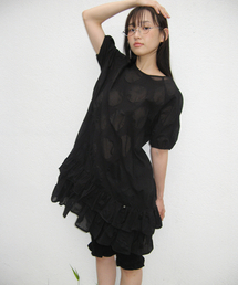 RONRON（ロンロン）の「AIRY DOT RUFFLE LAYERED DRESS BLACK（ワンピース）」