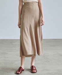 SATIN LONG SKIRT_BEIGE