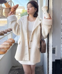 ファー付テーラージャケットコート