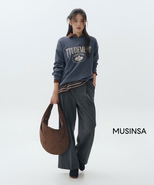 MUSINSA STANDARD WOMAN（ムシンサスタンダードウーマン）の「ウィメンズ ローウエストディープタックエクストラワイドヒドゥンバンディングスラックス [ミディアムグレー]（スラックス・レディース・その他・34/32/30/31/24/25/26/27/28/29）」の12枚目の写真