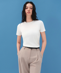 [クールタンダード] ウィメンズ ベーシック クルーネック Tシャツ [クリーム]