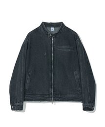 PARTIMENTO（パルティメント）の「デニムダメージクラシックバイカージャケットブラック（デニムジャケット）」