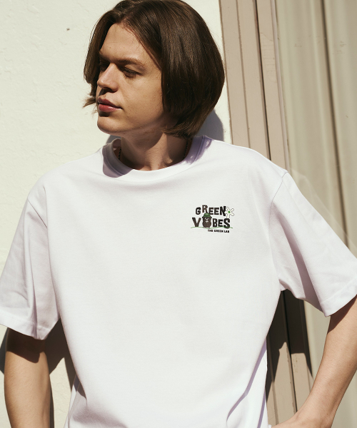 THE GREEN LAB（ザグリーンラボ）の「グリーンバイブズミニポイントグラフィック半袖Tシャツ[ブラック]（Tシャツ/カットソー・メンズ・その他・MEDIUM/LARGE/X-LARGE）」の7枚目の写真