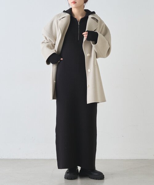 SHENERY（シーナリー）の「フーデットジップワンピース（ワンピース・レディース・グレー/オフホワイト/ブラック・36/38）」の2枚目の写真