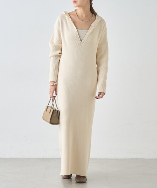 SHENERY（シーナリー）の「フーデットジップワンピース（ワンピース・レディース・グレー/オフホワイト/ブラック・36/38）」の6枚目の写真