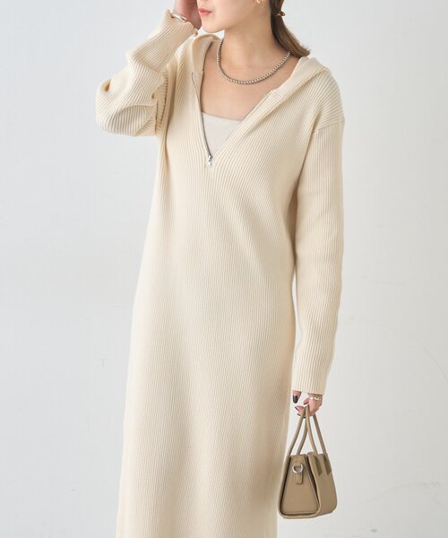 SHENERY（シーナリー）の「フーデットジップワンピース（ワンピース・レディース・グレー/オフホワイト/ブラック・36/38）」の11枚目の写真