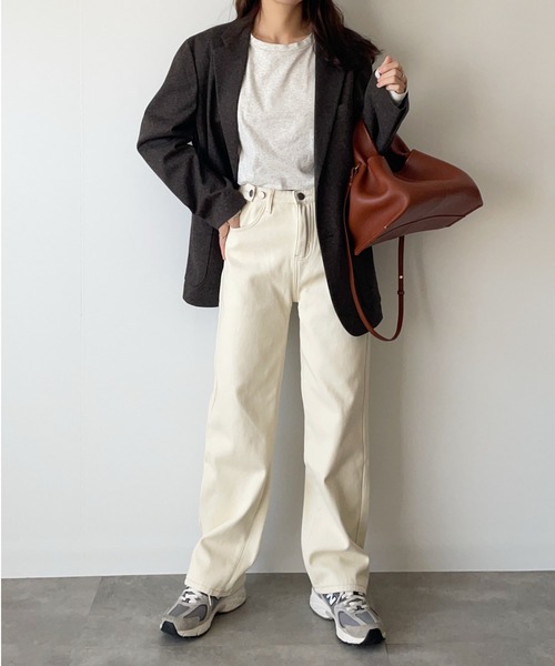Belle Cie(ベルシー)の「着回し力抜群あったか裏起毛ワイドロングデニムパンツ(デニムパンツ・レディース・ブルー/ブラック/サックスブルー/グレー/アイボリー・M/XL/L/S)」の2枚目の写真