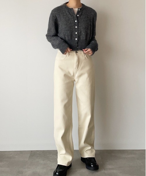 Belle Cie(ベルシー)の「着回し力抜群あったか裏起毛ワイドロングデニムパンツ(デニムパンツ・レディース・ブルー/ブラック/サックスブルー/グレー/アイボリー・M/XL/L/S)」の9枚目の写真