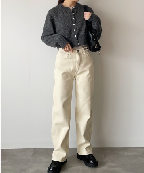 Belle Cie(ベルシー)の「着回し力抜群あったか裏起毛ワイドロングデニムパンツ(デニムパンツ・レディース・ブルー/ブラック/サックスブルー/グレー/アイボリー・M/XL/L/S)」の8枚目の写真