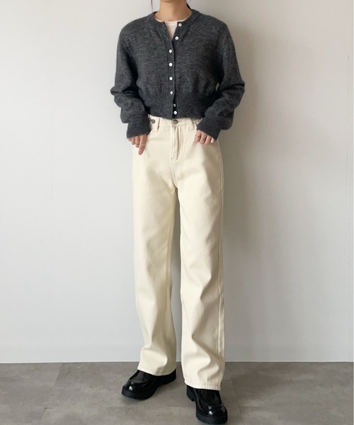 Belle Cie(ベルシー)の「着回し力抜群あったか裏起毛ワイドロングデニムパンツ(デニムパンツ・レディース・ブルー/ブラック/サックスブルー/グレー/アイボリー・M/XL/L/S)」の7枚目の写真