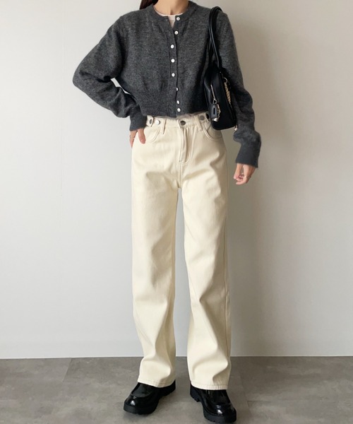 Belle Cie(ベルシー)の「着回し力抜群あったか裏起毛ワイドロングデニムパンツ(デニムパンツ・レディース・ブルー/ブラック/サックスブルー/グレー/アイボリー・M/XL/L/S)」の10枚目の写真
