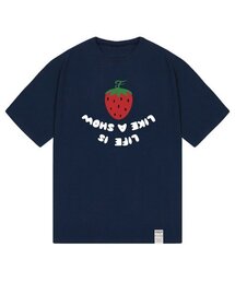 [ユニセックス]ストロベリーリバースロゴ半袖Tシャツ_ネイビー
