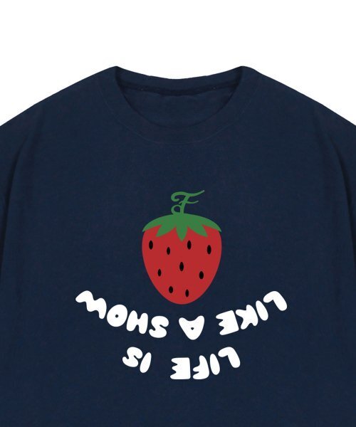 GRAVER（グレーバー）の「[ユニセックス]ストロベリーリバースロゴ半袖Tシャツ_ネイビー（Tシャツ/カットソー・レディース・ネイビー・SMALL/MEDIUM/LARGE）」の2枚目の写真