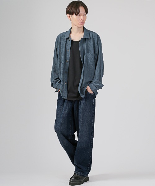 LUXSTYLE(ラグスタイル)の「ワイドタックデニムパンツ(デニムパンツ・メンズ・ブラック/ブルー/インディゴブルー/ブルー系その他・L/M)」の14枚目の写真
