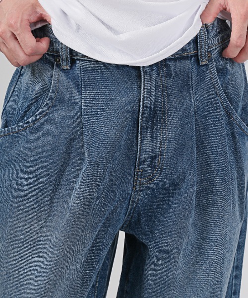 LUXSTYLE(ラグスタイル)の「ワイドタックデニムパンツ(デニムパンツ・メンズ・ブラック/ブルー/インディゴブルー/ブルー系その他・L/M)」の21枚目の写真