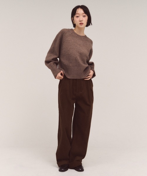 FMiBL（ファミル）の「ソフトラウンドニット（ニット/セーター・レディース・オフホワイト/ブラック/ブラウン・FREE）」の6枚目の写真