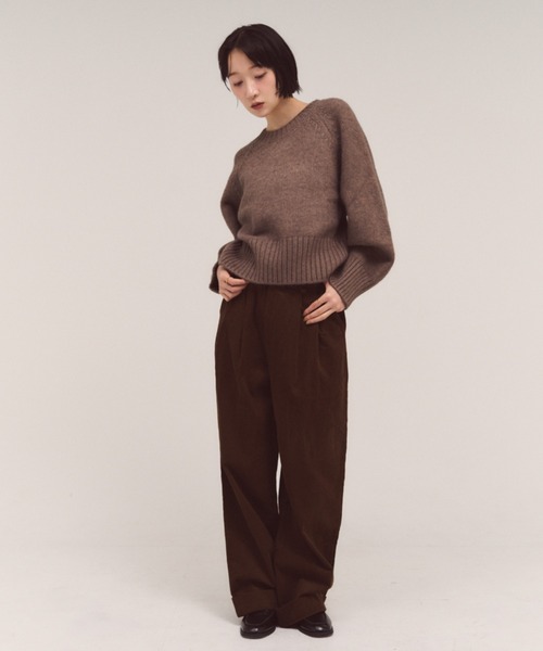 FMiBL（ファミル）の「ソフトラウンドニット（ニット/セーター・レディース・オフホワイト/ブラック/ブラウン・FREE）」の7枚目の写真