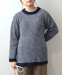 【L~6L 大きいサイズ】タック編みニットプルオーバー