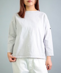 [OMNIGOD womens / オムニゴッド] ８/天竺 ボートネックマニッシュシャツ