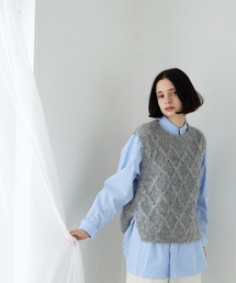 LA MARINE FRANCAISE（マリン フランセーズ）の「stripe＆checkレギュラーカラーロングシャツ（シャツ/ブラウス）」