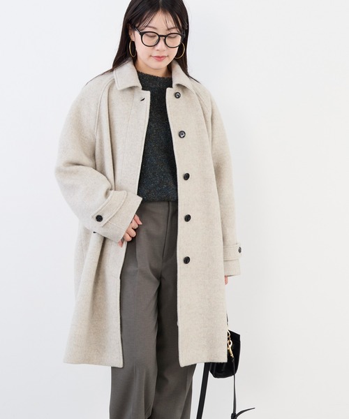 MICA&DEAL（マイカ＆ディール）の「ステンカラーウールコート（ステンカラーコート・レディース・オートミール/ブラウン/ホワイト×ブラック・FREE）」の3枚目の写真