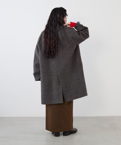 MICA&DEAL（マイカ＆ディール）の「ステンカラーウールコート（ステンカラーコート・レディース・オートミール/ブラウン/ホワイト×ブラック・FREE）」の7枚目の写真