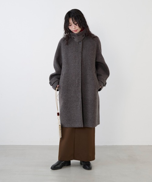 MICA&DEAL（マイカ＆ディール）の「ステンカラーウールコート（ステンカラーコート・レディース・オートミール/ブラウン/ホワイト×ブラック・FREE）」の9枚目の写真