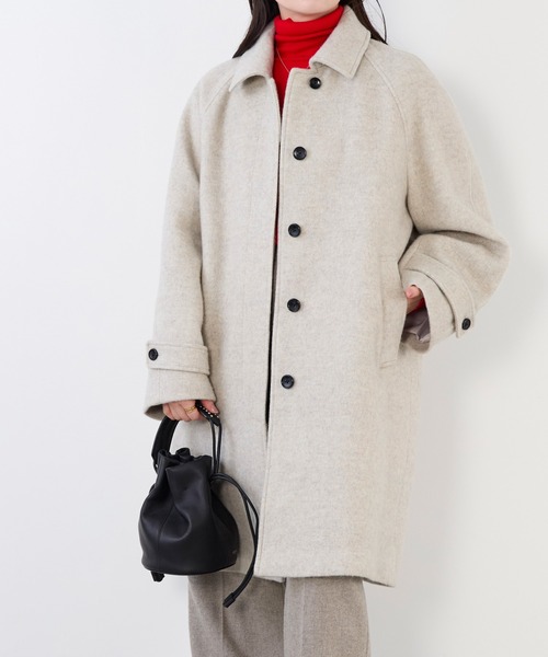 MICA&DEAL（マイカ＆ディール）の「ステンカラーウールコート（ステンカラーコート・レディース・オートミール/ブラウン/ホワイト×ブラック・FREE）」の19枚目の写真