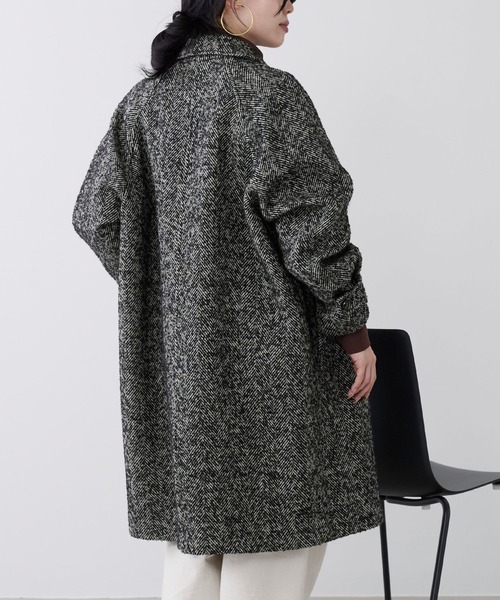 MICA&DEAL（マイカ＆ディール）の「ステンカラーウールコート（ステンカラーコート・レディース・オートミール/ブラウン/ホワイト×ブラック・FREE）」の22枚目の写真