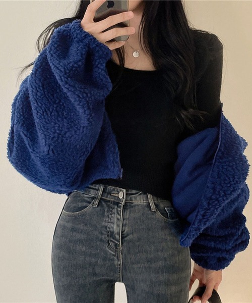 lulufa(ルルファ)の「スタンドネックZIPフリース(パーカー・レディース・アイボリー/グレー/ネイビー・MEDIUM/LARGE)」の1枚目の写真