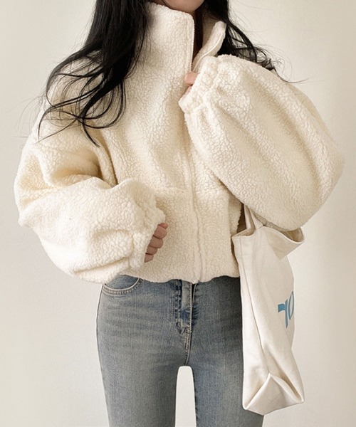 lulufa(ルルファ)の「スタンドネックZIPフリース(パーカー・レディース・アイボリー/グレー/ネイビー・MEDIUM/LARGE)」の2枚目の写真