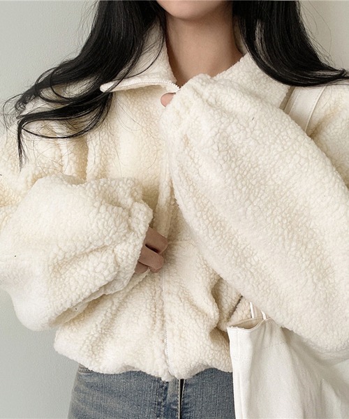 lulufa(ルルファ)の「スタンドネックZIPフリース(パーカー・レディース・アイボリー/グレー/ネイビー・MEDIUM/LARGE)」の8枚目の写真