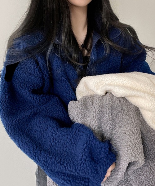 lulufa(ルルファ)の「スタンドネックZIPフリース(パーカー・レディース・アイボリー/グレー/ネイビー・MEDIUM/LARGE)」の14枚目の写真