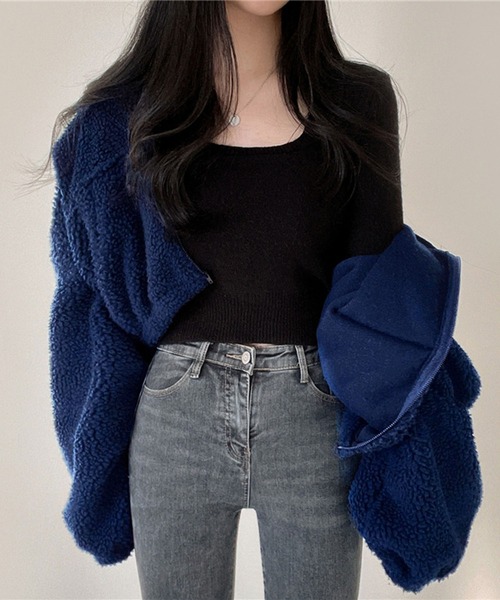 lulufa(ルルファ)の「スタンドネックZIPフリース(パーカー・レディース・アイボリー/グレー/ネイビー・MEDIUM/LARGE)」の11枚目の写真
