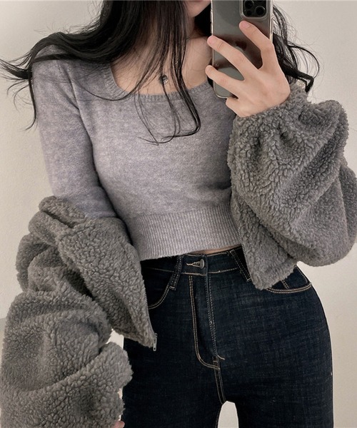 lulufa(ルルファ)の「スタンドネックZIPフリース(パーカー・レディース・アイボリー/グレー/ネイビー・MEDIUM/LARGE)」の16枚目の写真