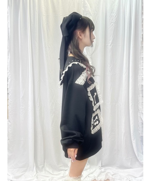 Jamie エーエヌケー（ジェイミーエーエヌケー）の「ゴシックリメイクJK制服ジャージ（パーカー・レディース・ブラック/ホワイト・M）」の11枚目の写真