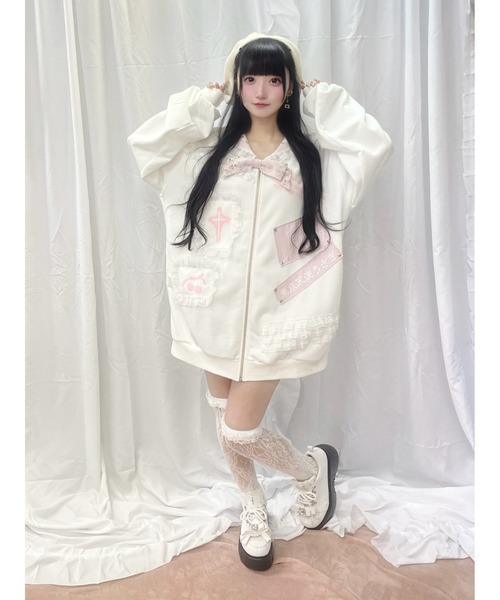 Jamie エーエヌケー（ジェイミーエーエヌケー）の「ゴシックリメイクJK制服ジャージ（パーカー・レディース・ブラック/ホワイト・M）」の5枚目の写真