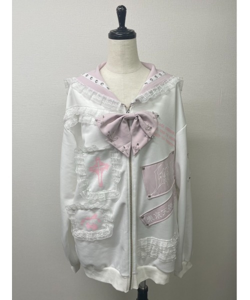 Jamie エーエヌケー（ジェイミーエーエヌケー）の「ゴシックリメイクJK制服ジャージ（パーカー・レディース・ブラック/ホワイト・M）」の13枚目の写真
