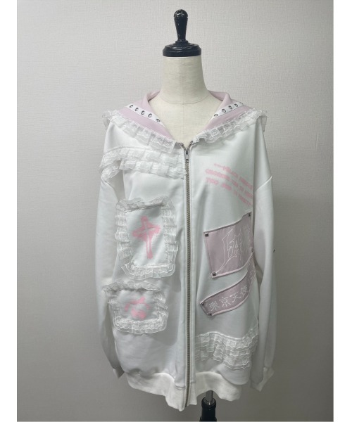 Jamie エーエヌケー（ジェイミーエーエヌケー）の「ゴシックリメイクJK制服ジャージ（パーカー・レディース・ブラック/ホワイト・M）」の14枚目の写真
