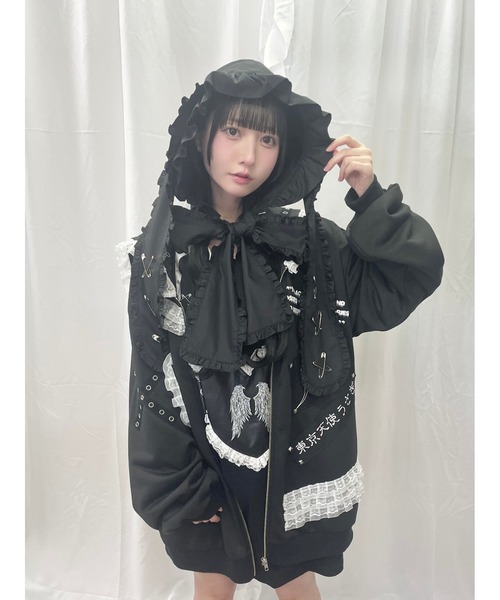 Jamie エーエヌケー（ジェイミーエーエヌケー）の「ゴシックリメイクJK制服ジャージ（パーカー・レディース・ブラック/ホワイト・M）」の21枚目の写真