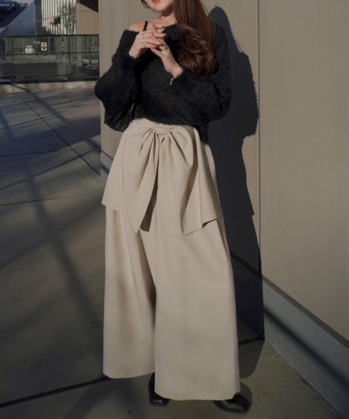 LAUIR(ラウアー)の「ボートネックシャギーニットトップス(ニット/セーター・レディース・アイボリー/ブラック・LARGE/MEDIUM)」の18枚目の写真