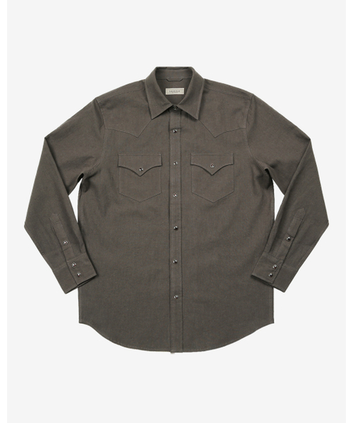 034 Linen Western Shirts (Charcoal Brown)