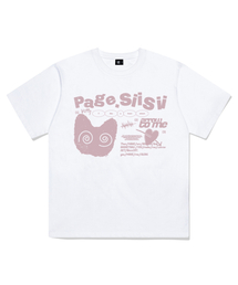 ハートアタックキャットプリント半袖Tシャツホワイト