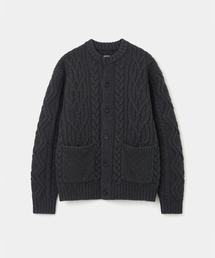 heavy wool cable cardigan charcoal