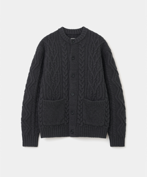 UNIFORM BRIDGE(ユニフォームブリッジ)の「heavy wool cable cardigan charcoal(カーディガン/ボレロ・メンズ・その他・LARGE/X-LARGE/XX-LARGE/SMALL/MEDIUM)」の1枚目の写真
