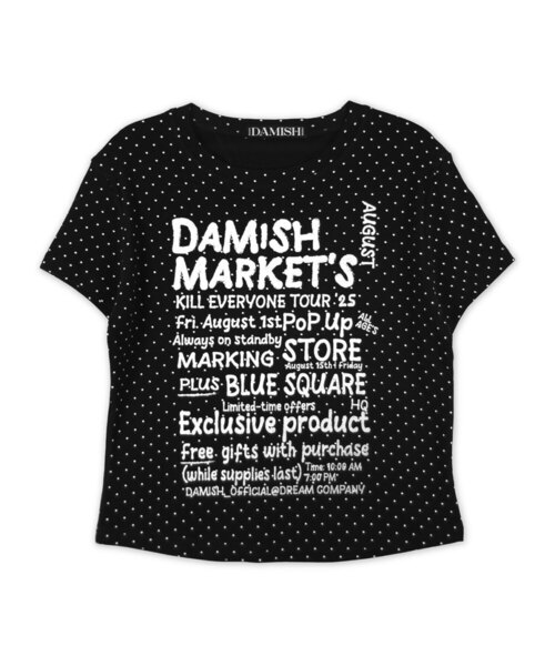 DAMISH(ダミシュ)の「マーケットスドットグラフィックTシャツ_ブラック(Tシャツ/カットソー・レディース・ブラック・FREE)」の1枚目の写真