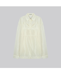Sheer bustier blouse set [FRFA01BL01]_Cream